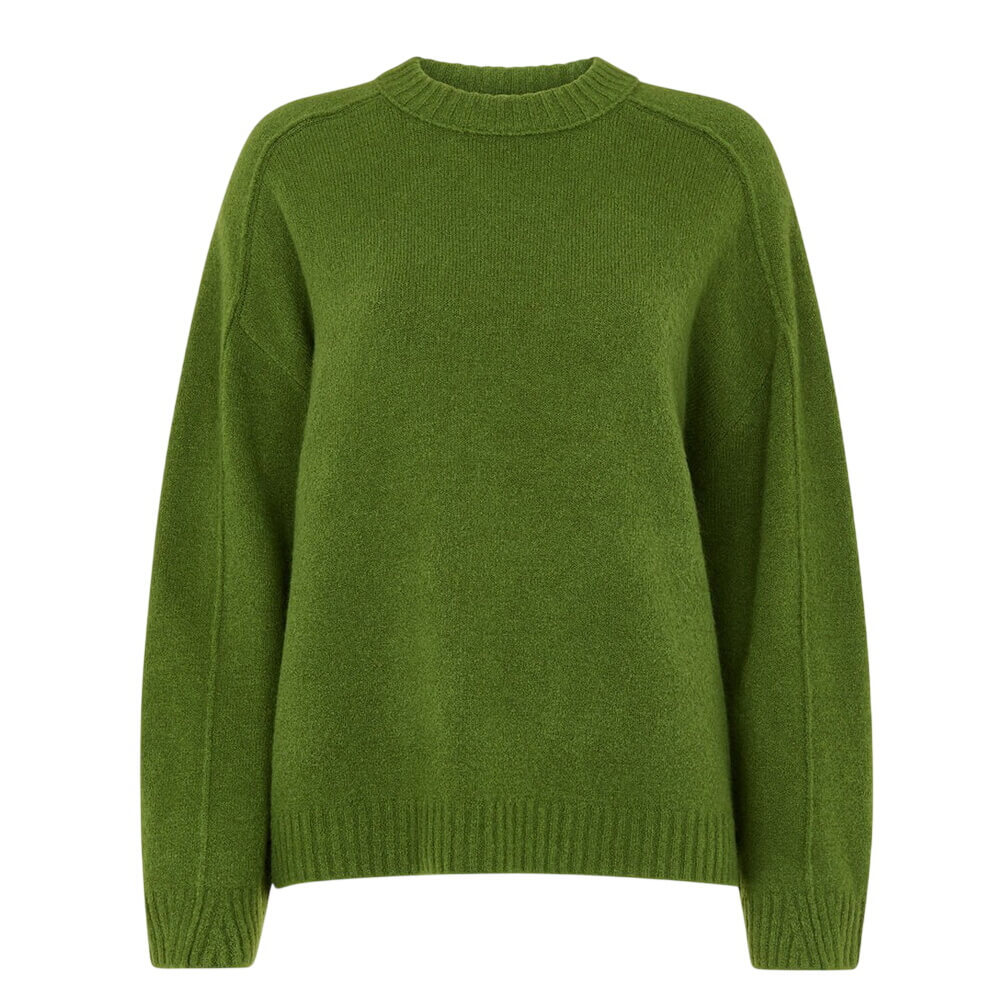 Whistles Green Wool Mix Seam Detail Knit